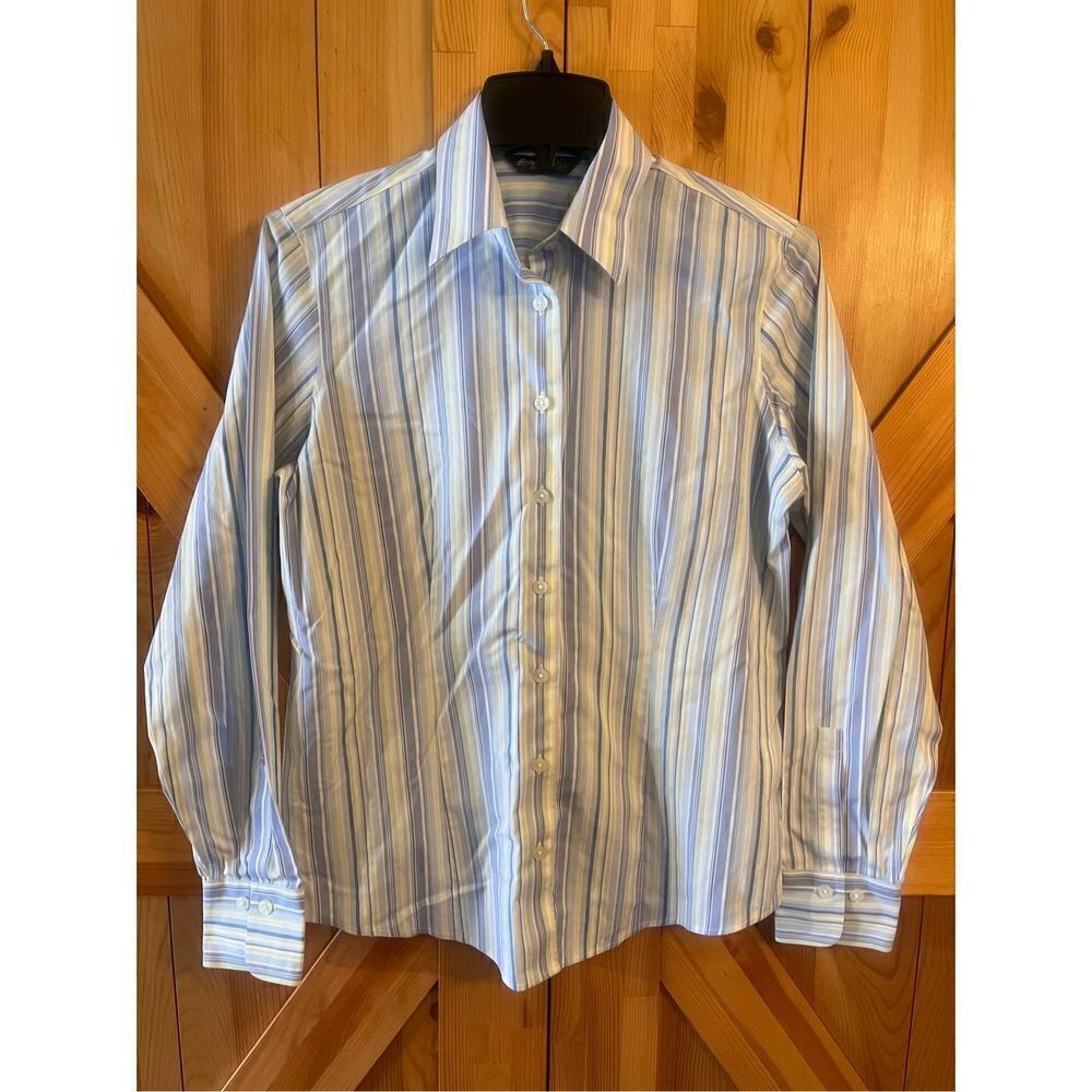 Eddie Bauer Shirt Wrinkle Resistant Long Sleeve Striped Stretch Button Up Med (1